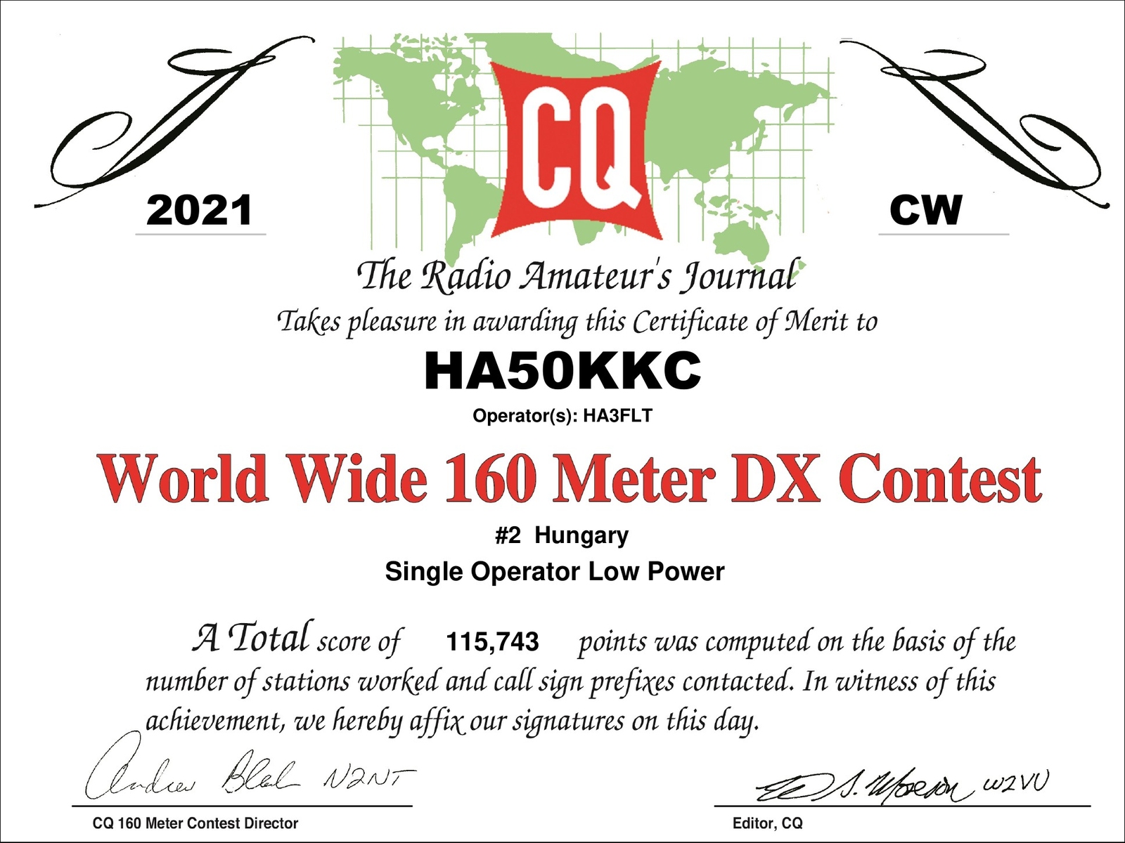 HA3FLT - CQ WW 160m contest memory